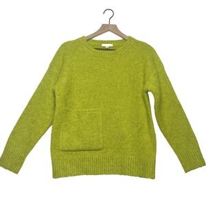 Line and Dot Retro Lime Green Wool Blend Textured Knit Pocket Baggy Sweater XS